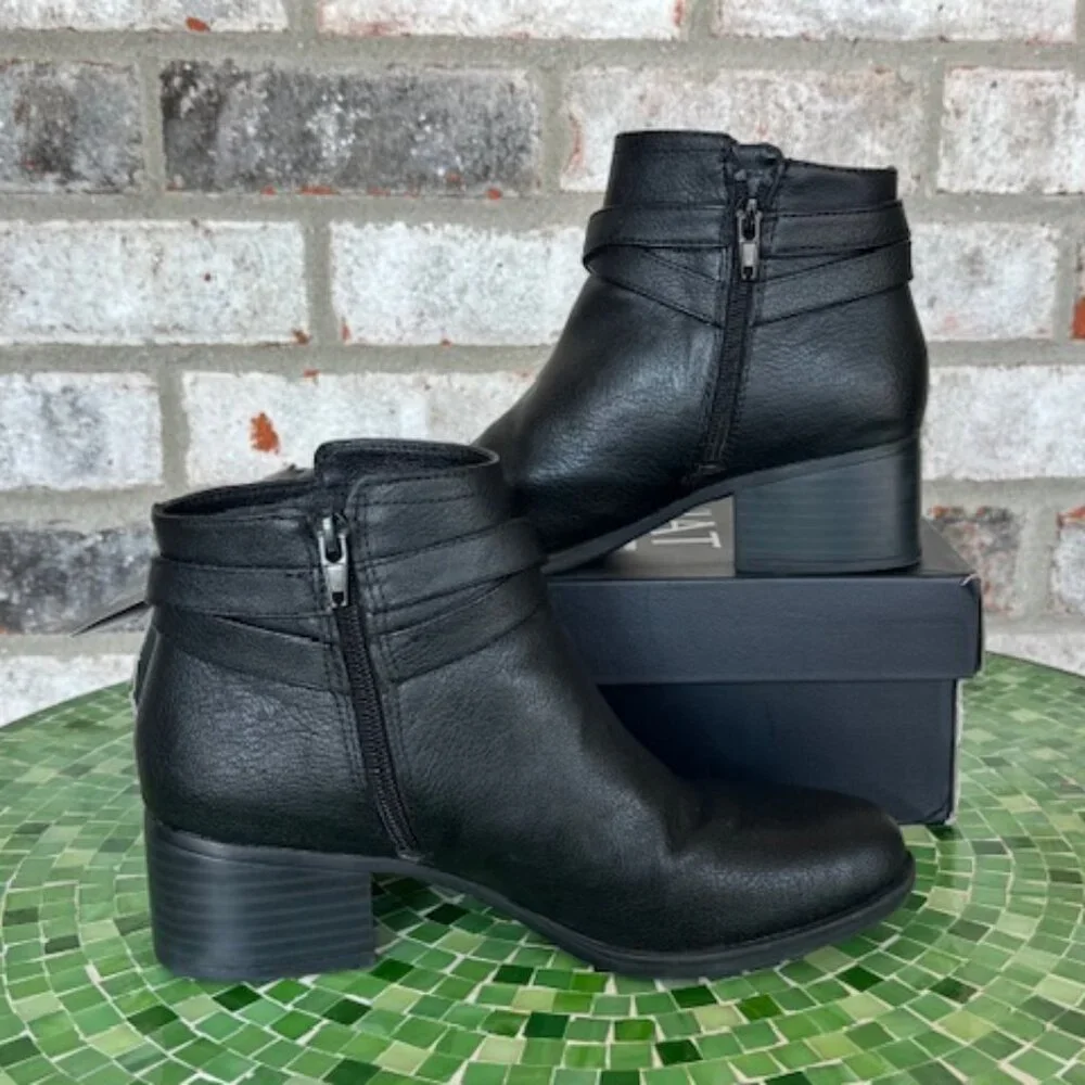 NATURALIZER KALLISTA BLACK TUMBLE 7W ANKLE BOOT